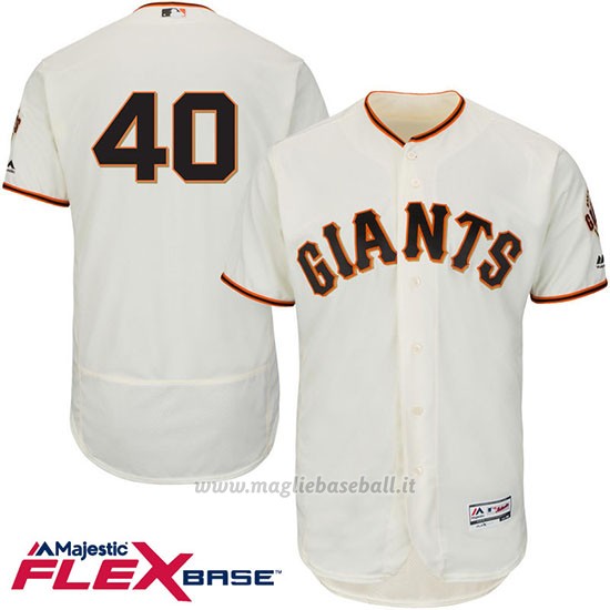 Maglia Baseball Uomo San Francisco Giants Madison Bumgarner 40 Crema Flex Base Autentico Collezione Giocatore